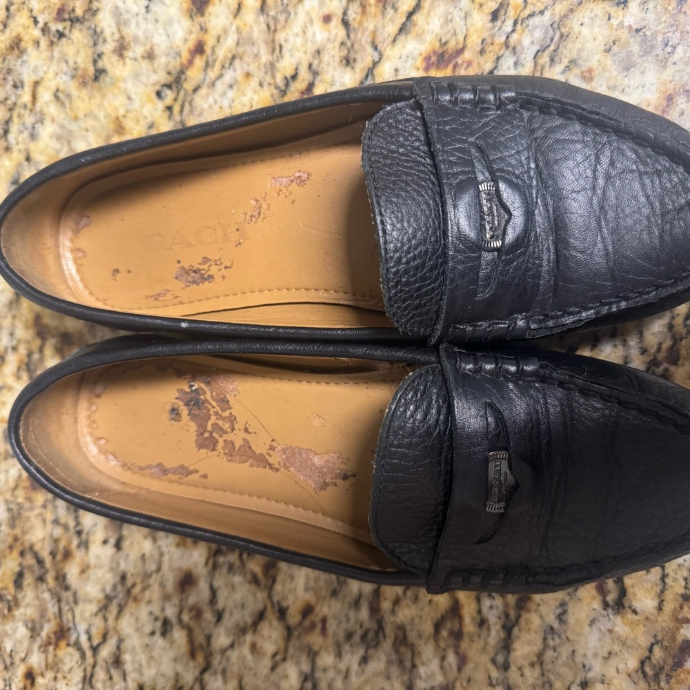 Coach Black Leather Women’s Slip-On Loafers